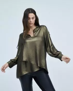 Блуза со слоями ламе и открытыми рукавами Couchel, бронзовый