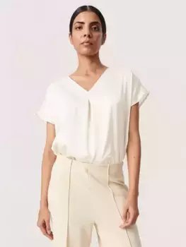 Блуза Soaked In Luxury Ioana Marija Short Sleeve V-Neck, цвет whisper/white