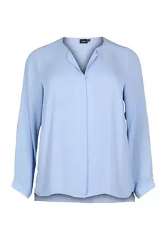 Блуза SOLID WITH V-NECK Zizzi, пестрый светло-голубой