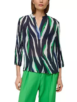 Блуза sOliver BLACK LABEL, цвет dunkelblau/wei/grn