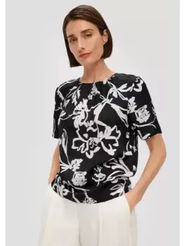 Блуза sOliver BLACK LABEL kurzarm, черный