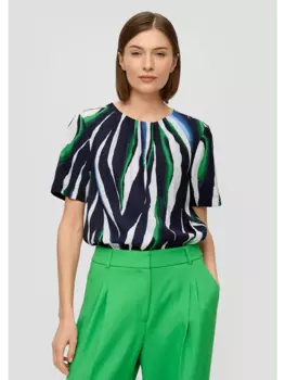 Блуза sOliver BLACK LABEL kurzarm, цвет blau-mehrfarbig