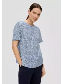 Блуза sOliver BLACK LABEL kurzarm, цвет blau-mehrfarbig