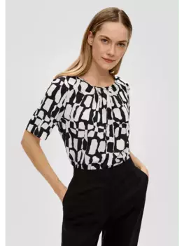 Блуза sOliver BLACK LABEL kurzarm, цвет schwarz-wei