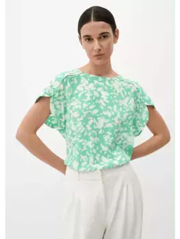 Блуза sOliver BLACK LABEL kurzarm, зеленый