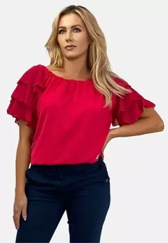 Блуза SPANISH WITH FRILLS ON THE SLEEVES REGINA FASHION, красный