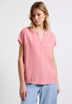 Блуза SPLIT NECK IN UNIFARBE Street One, цвет Rosa