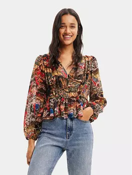 Блуза стандартного кроя Desigual, мультиколор