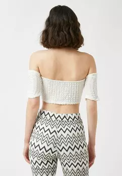 Блуза STRAPLESS CROP TIE DETAIL. Koton, белый