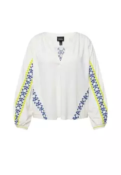 Блуза STRIPE DETAIL LONG SLEEVE Ulla Popken, белый