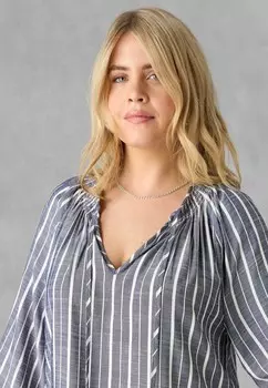 Блуза STRIPE SHIRRED BOHO Live Unlimited London, синий
