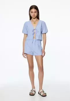 Блуза STRIPED PUFF SLEEVES PULL&BEAR, синий