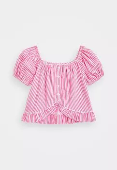 Блуза STRIPED RUFFLED COTTON TOP Polo Ralph Lauren, фуксия