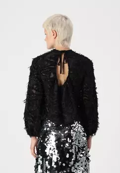 Блуза STRUCTURED OPEN BACK Gina Tricot, черный