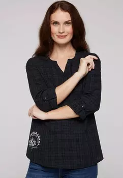 Блуза STRUKTURIERTE LANGARM MIT-AUSSCHNITT Soccx, темно-синий