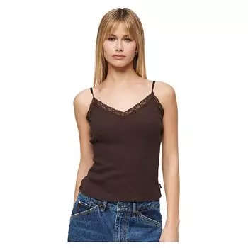 Блуза Superdry Essential Lace Trim, коричневый