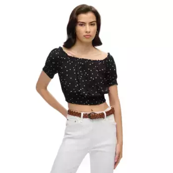 Блуза Superdry Smocked Crop, черный