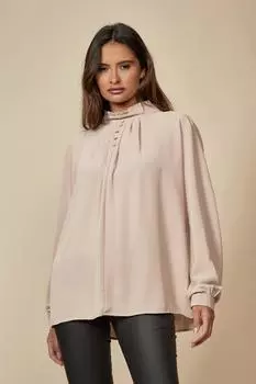 Блуза свободного кроя с длинными рукавами и пуговицами HOXTON GAL, бежевый