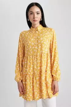 Блуза свободного кроя с разрезом на пуговицах Defacto, белый