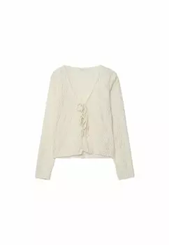 Блуза TEXTURED OPEN Stradivarius, белый