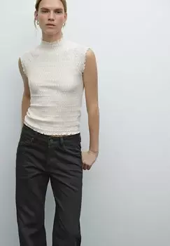Блуза TEXTURED RAGLAN SLEEVE Massimo Dutti, бежевый