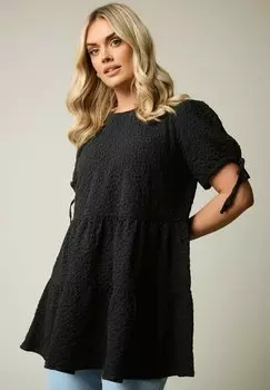 Блуза TEXTURED Yours Clothing, черный
