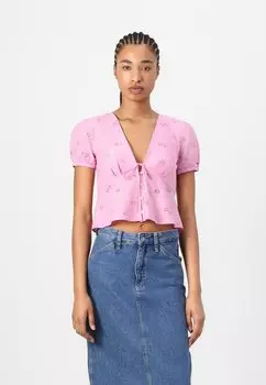 Блуза TIE FRONT BRODERIE Tommy Jeans, розовый