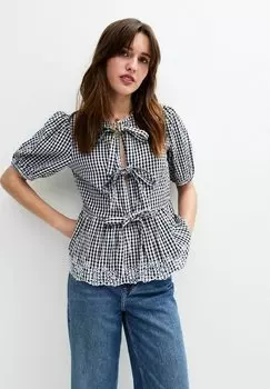 Блуза TIE FRONT SHORT SLEEVE New Look, черный