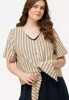 Блуза TIE-WAIST SHORT SLEEVE Ulla Popken, бежевый