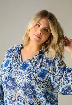 Блуза TILE RUFFLE NECK Live Unlimited London, синий