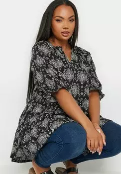 Блуза TILE Yours Clothing, черный