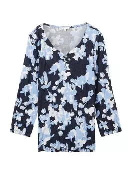 Блуза TOM TAILOR Blouse, цвет Navy/Light blue