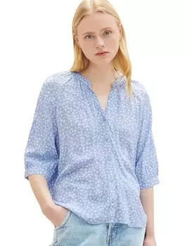 Блуза TOM TAILOR Denim, голубой/белый
