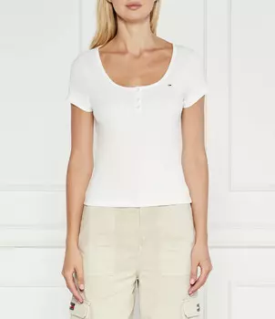 Блуза Tommy Jeans HENLEY Slim Fit, белый