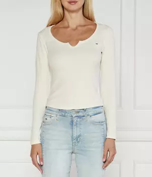 Блуза Tommy Jeans Slim Fit, кремовый