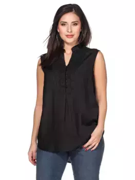 Блуза-топ sheego by Joe Browns "Большие размеры", с кружевной отделкой, с льняным наполнением, черный