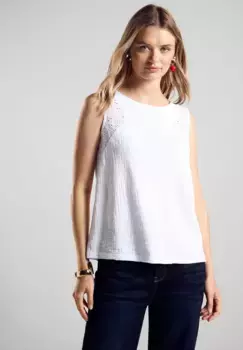 Блуза-топ STREET ONE, с вышивкой, белый