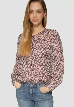 Блуза TRANSPARENTE MIT ALL-OVER QS, светло-розовый