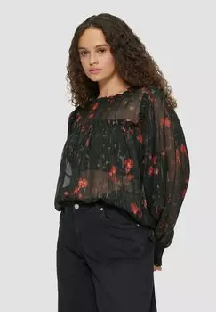 Блуза TRANSPARENTE MIT GLITZER QS, антрацит