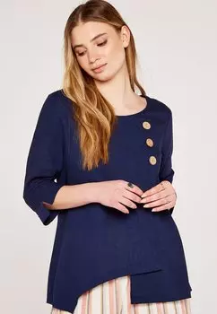 Блуза TRIPLE BUTTON ASYMMETRIC Apricot, темно-синий