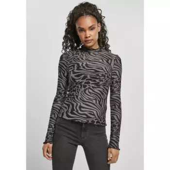 Блуза Urban Classics Turtleneck Top Aop Mesh, серый
