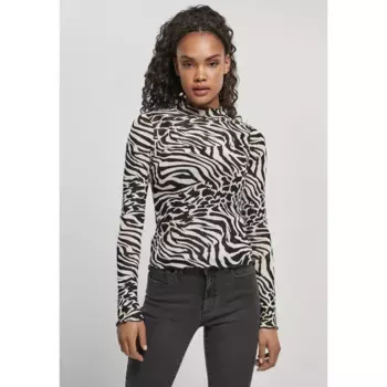 Блуза Urban Classics Turtleneck Top Aop Mesh Big, белый