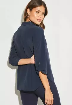Блуза V NECK 3/4 SLEEVE COLLARED REGULAR FIT Lipsy, синий