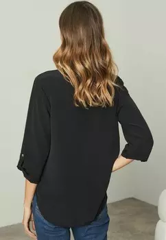 Блуза V NECK 3/4 SLEEVE COLLARED REGULAR FIT Lipsy, цвет Mottled Black