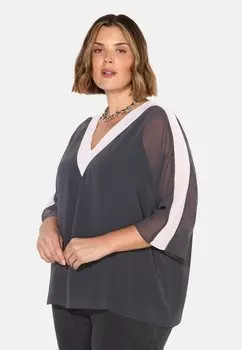 Блуза V-NECK BLOCK OVERLAY Live Unlimited London, серый