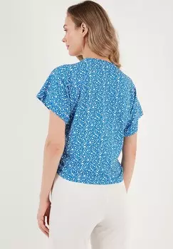 Блуза V-NECK CROP LELA, светло-голубой