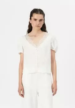 Блуза V NECK LACE TRIM GAP, кремовый