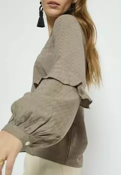 Блуза V-NECK LONG SLEEVE PEPPERCORN, серо-коричневый