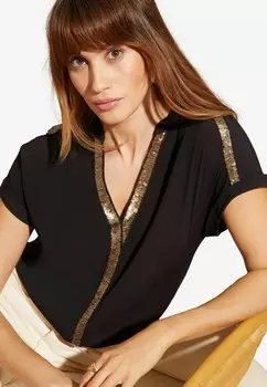 Блуза V NECK ROLL SLEEVE REGULAR FIT Love & Roses, черный