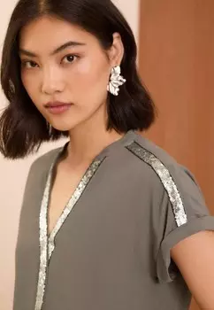 Блуза V NECK ROLL SLEEVE REGULAR FIT Love & Roses, серый